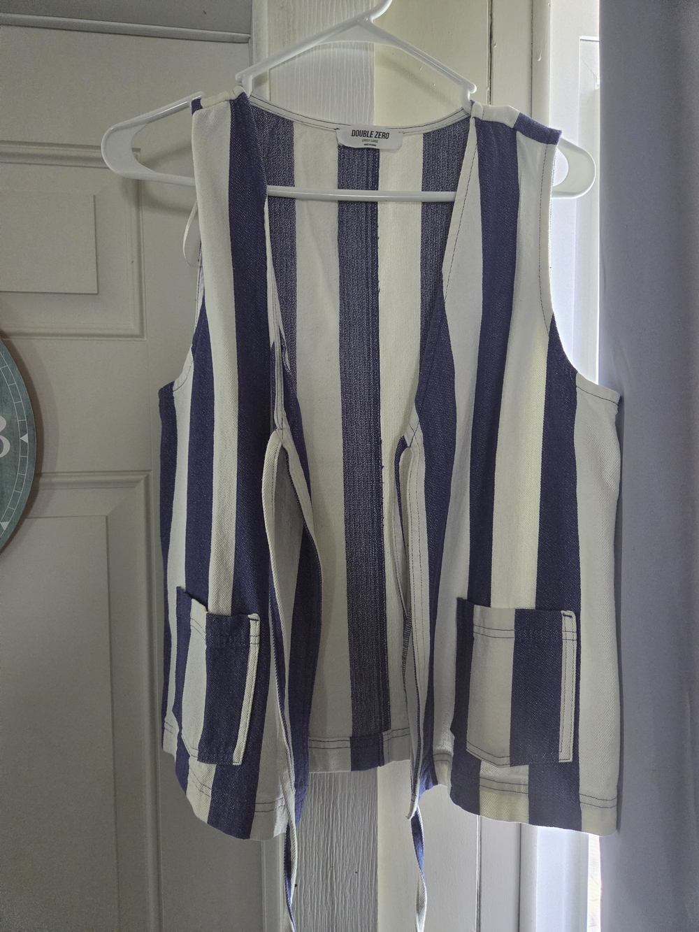 Double Zero Blue and Cream Striped Vest - Picture 5 of 5